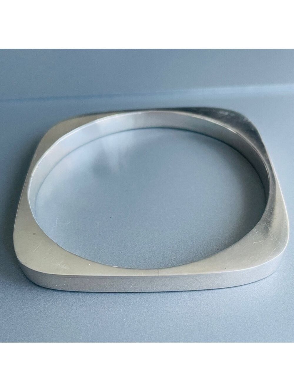 Vintge Modernist Minimalist Round Square Cushion Sterling Silver Bangle … - Picture 2 of 6